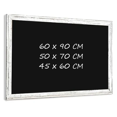 Image of QUEENLINK Chalk Board, 45x60cm Wall Bhalkboard, White Wooden Frame, Vintage Style Board for Home, School, Kitchen, Office