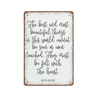 Image of Dreacoss Inspirational Wall Art, Helen Keller Quote Tin Signs, Funny Vintage Metal Sign Plaqu Poster Art Pub Bar Kitchen Garden Bathroom Home Decor, 140mm x 200mm