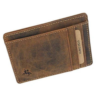 Image of VISCONTI Slim Collection Stealth Leather Card Holder RFID Blocking VSL58 Oil Tan