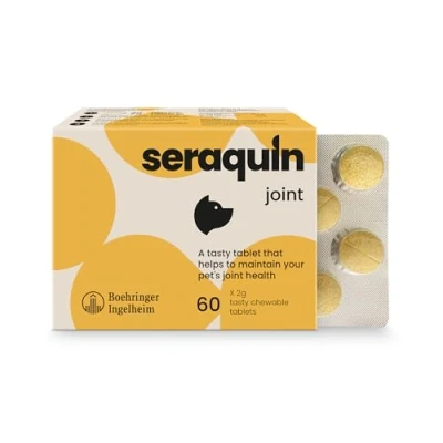 Image of Seraquin Joint 60 x 2 g chewable tablets Maintains healthy joints Supports mobility Glucosamine, chondroitin and turmeric For dogs