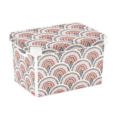 Image of Curver Stockholm Deco Storage Box, 22 Litres Boho, White