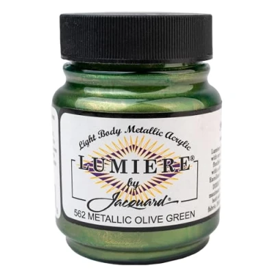 Image of Jacquard Lumiere Metallic Acrylic Paint, Olive Green 2.25 oz