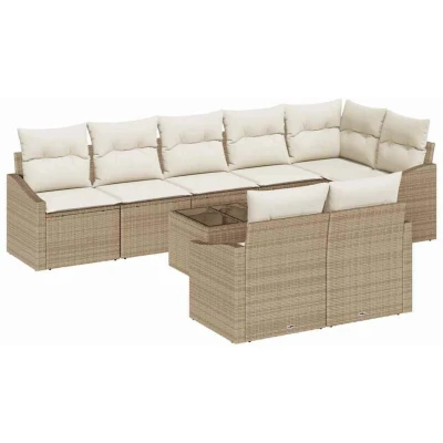 Image of vidaXL 9 Piece Garden Sofa Set with Cushions Brown Poly Rattan
