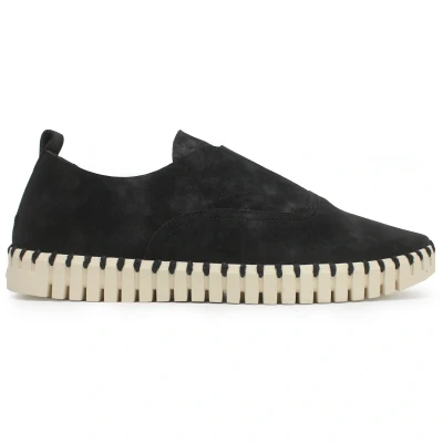 Image of Ilse Jacobsen Tulip 144 Synthetic Textile Men&#039;s Black Pearled Ivory Loafers Shoes