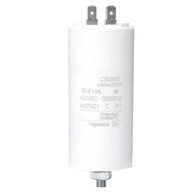 Image of Capacitor CBB60 35uF 450V, Start up Capacitor, Motor for Washing Machine, with Screw Nut