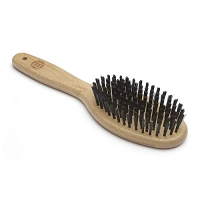 Image of Mikki Bamboo Bristle Brush, for Grooming Dog, Cat, Puppy with Smooth, Short to Medium Hair Coats, Handmade from Natural Sustainable Bamboo, Large,Brown