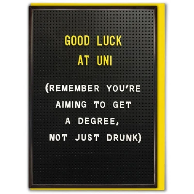 Image of Brainbox Candy Funny Good Luck At University Card &#039;Good Uni&#039; Perfect For Best Friends Mates Son Daughter Niece Nephew Boyfriend Girlfriend