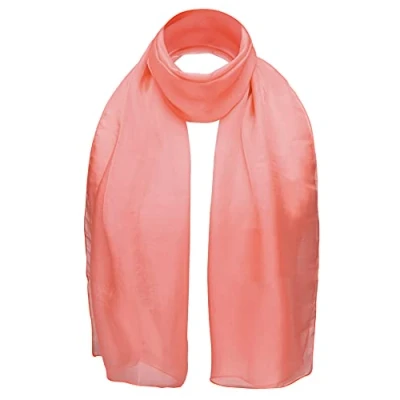 Image of Basic Sense Plain Chiffon Soft Sheer Scarf, Coral