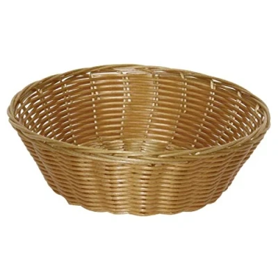 Image of Poly Wicker Round Food Basket 200 x 70mm. Box of 6.