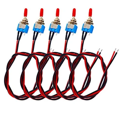 Image of senvenelec (5 pcs) car mini toggle switch with 30cm pre wired, on/off 2 position 3 pin Spst 3v / 5v 12v, suitable for cars, trucks, boats, dashboards 3a 250vac 6a 125vac.
