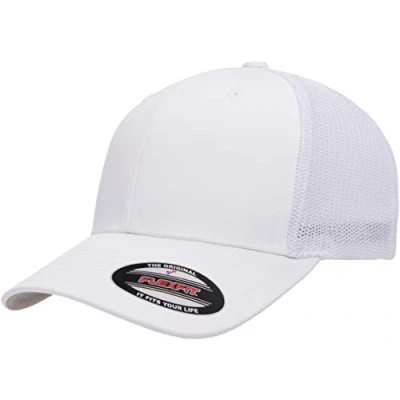 Image of Flexfit Unisex&#039;s Trucker Mesh Fitted Cap, White, One Size