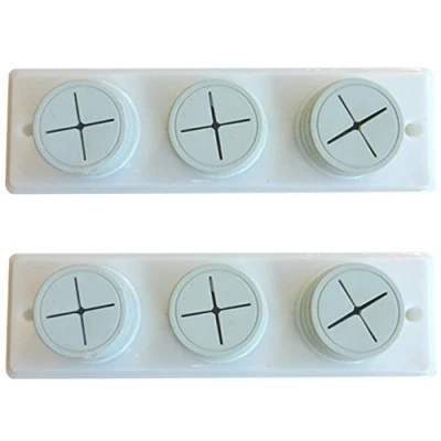 Image of 2 x White Self Adhesive and Screw on Push In Towel Holders Triple