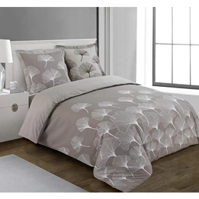 Image of Vision Ginko Beige Duvet Cover Set 260 x 240 cm with 2 Matching Pillowcases 65 100% Cotton