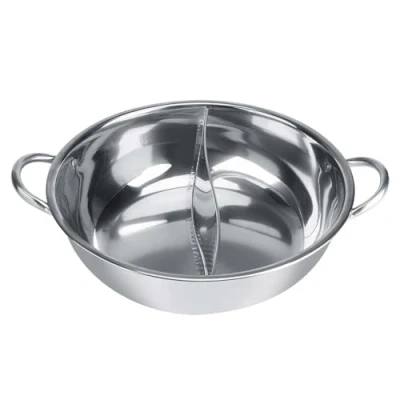 Image of Shabu Hot Pot Stainless Steel, Steel with Divider Electric, Thick Pot, for Kitchen Cooker Gas Stove (30cm)