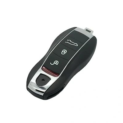 Image of BROVACS Replacement Key Shell + Uncut Blank Emergency Insert Compatible with PORSCHE Macan Boxster Cayenne 4 Button Smart Keyless Entry Remote Case Fob 3+1 BTN PG923C