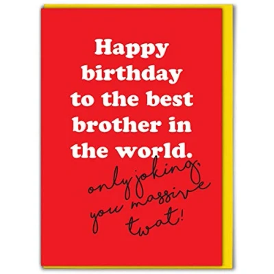 Image of Brainbox Candy Funny Rude Humorous Cheeky Happy Birthday Brother Card &#039;Best Bro in The World&#039; Alternative Offensive Design