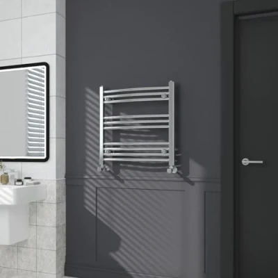 Image of Warmehaus Contemporary Curved Bathroom Heated Towel Rail Radiator Rad 600 x 600mm Chrome