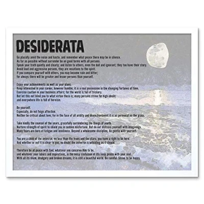 Image of Wee Blue Coo Desiderata Ehrmann Go Placidly Amid Noise Haste Quote Typography Art Print Framed Poster Wall Decor 12X16 Inch