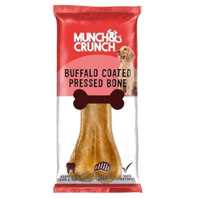 Image of Munch &amp; Crunch Dog Treats Buffalo Coated Pressed Bone 1 Pack