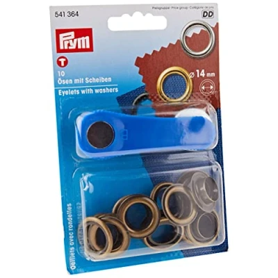 Image of Prym Eyelets and Washers, Metal, Antique Brass, 14 x 9.5 2.5 cm