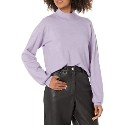 Image of The Drop Women&#039;s Jaclyn Cutout Back Mock Neck Sweater, Lavendula, 3XL Plus