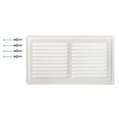 Image of Metal Air Ventilation Grid Made from Galvanized Steel Powder Coated in White Colour RAL 9016, Grille 32 x 18 cm/13 7 inches, Outdoor/Indoor Diffuser