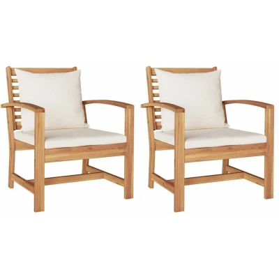Image of Garden Chairs 2 pcs Brown 60 x 65 76.5 cm Solid teak wood Vidaxl
