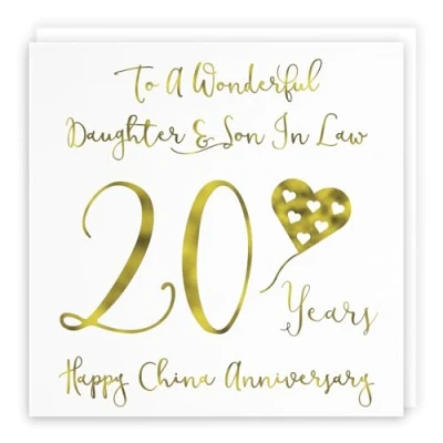 Image of Hunts England Daughter And Son In Law 20th Anniversary Card To A Wonderful &amp; 20 Years Happy China Milano Collection
