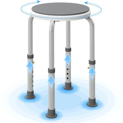 Image of HOMCOM 360 Degree Swivel Shower Stool with Non Slip Feet for Disabled, Grey