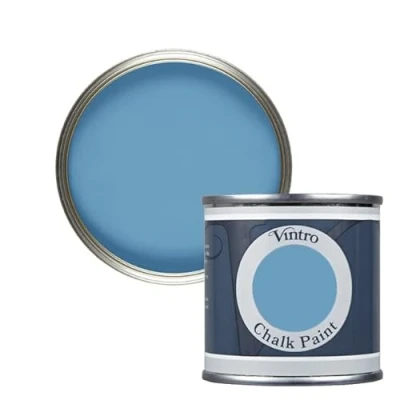 Image of Vintro Paint Blue Chalk Furniture Shabby Chic Ultra Matt Finish 125ml (125ml, Trinity Blue)