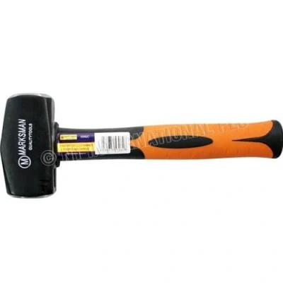 Image of 2LB STONING HAMMER SHORT HANDLE COMFORT GRIP FIBREGLASS RUBBER SHAFT DIY TOOL
