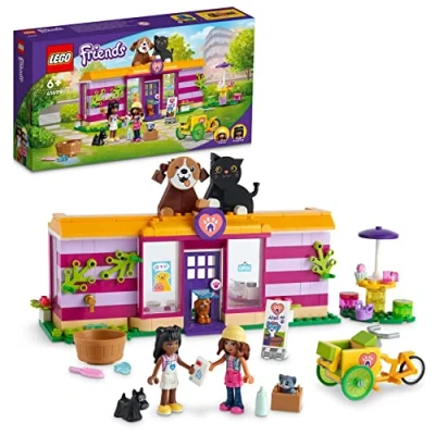 Image of LEGO Friends Pet Adoption Café 41699 Building Kit; Birthday Gift Idea Comes with Olivia and Priyanka Mini Dolls, 2 Dogs 1 Cat Toy; For Kids Aged 6+ (292 Pieces)