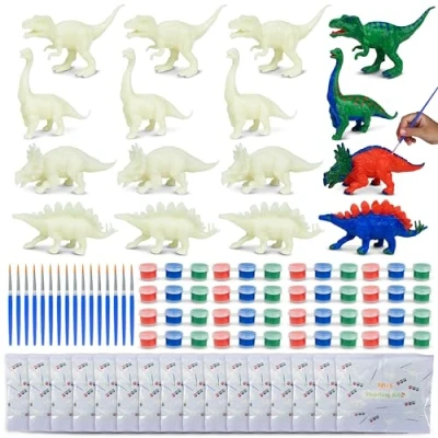 Image of BONNYCO Dinosaur Party Bag Fillers for Kids Painting Kit Pack 16 Favours Kids, Bags Pinata Filler, Prizes Stocking Boys