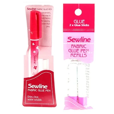 Image of Bundle of Sewline Fabric Glue Pen(s) Blue, and Pen Refill 2 Pack(s) Blue (1 Pen, 1 pack Refills)
