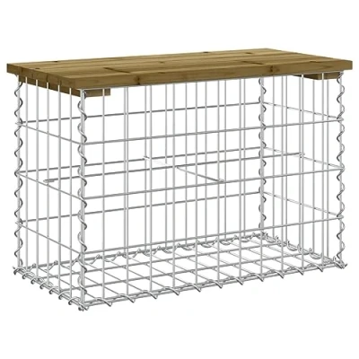 Image of vidaXL Garden Bench Gabion Design with Compact Impregnated Wood Pine, Brown, Ideal for Outdoor Garden, Backyard, Patio Use