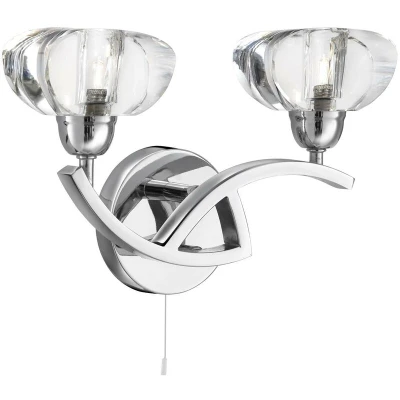 Image of Sculptured Ice 2 Light Indoor Wall Chrome with Glass, G9