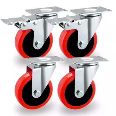 Image of MaxSell 4x Castor Wheel Large 100mm 600KG Heavy Duty Rubber Swivel Furniture Caster Set of 4 Wheels Low Noise Castors for (Set (2 with Brakes &amp; 2 without Brakes))