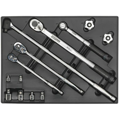Image of Sealey Tool Tray with Ratchet, Torque Wrench, Breaker Bar &amp; Socket Adapter Set 13 Piece