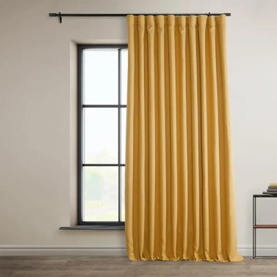 Image of HPD Half Price Drapes Faux Linen Textured Room Darkening Curtains for Bedroom 108 Inches Long (1 Panel), 100W X 108L Extra Wide Living Home Decor, Dandelion Gold