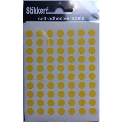 Image of 490 Yellow 8mm Sticky Coloured Dots Easy Peel Self Adhesive Colour Coding Round Labels Circle Stickers