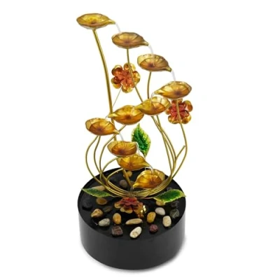 Image of GEEZY Garden Water Feature LED Fountain Indoor/Outdoor Cascading Freestanding Polyresin Statue Lights &amp; Decoration (Metal Spiral)