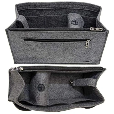 Image of DuneDesign Felt Handbag Organiser 30x12x17cm Bag Insert L Inner Pocket Grey