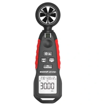Image of Digital Anemometer ZOYI ZT FS1 Handheld, Wind Speed Meter Gauge, Accurately Measure Velocity Temperature for Sailing Hiking Golf Drone CFM with MAX/MIN/AVG, Backlight LCD, HVAC