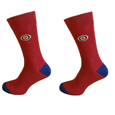Image of mazeys Mens 2 Pair Pack of Retro Mod Target Socks (7 11, Burgundy)