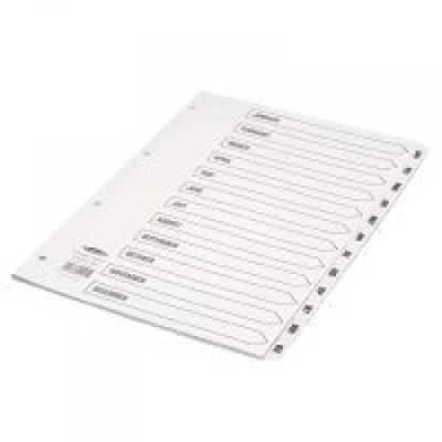 Image of Concord Classic Index Mylar reinforced Punched 4 Holes Jan Dec A4 White Ref 02201/CS22