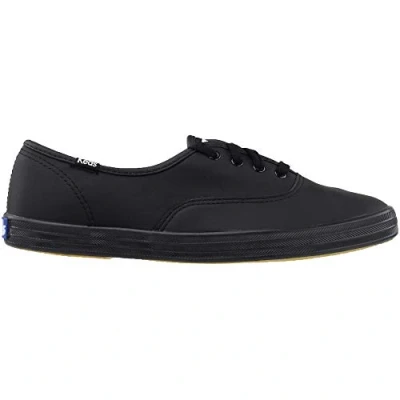 Image of Keds Women&#039;s Champion Sneaker, Black Leather, 8.5 UK