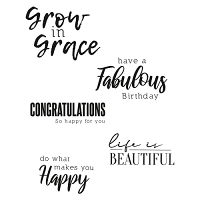 Image of Sizzix Clear Stamps 5PK Sunnyside Sentiments #4 by Pete Hughes 665406 Chapter 3 2022, Multicolor, One Size