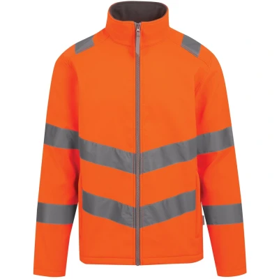Image of Professional Men&#039;s Hi Vis Pro Contract Ablaze 2 Layer Softshell Jacket Orange, Size: S