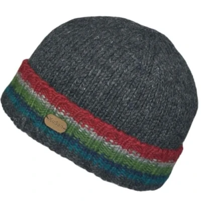 Image of Kusan 100% Wool Ribbed Pull On Beanie Hat PK1811 (Charcoal (2411))