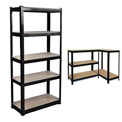 Image of EFAN 5 Tier Black Garage Shelving Unit 150 x 70 30 cm, Heavy Duty Metal Racking Storage Shelves 875KG Capacity, Boltless Assembly, Ideal for Workshop, Office, Kitchen, Bedroom, Shed